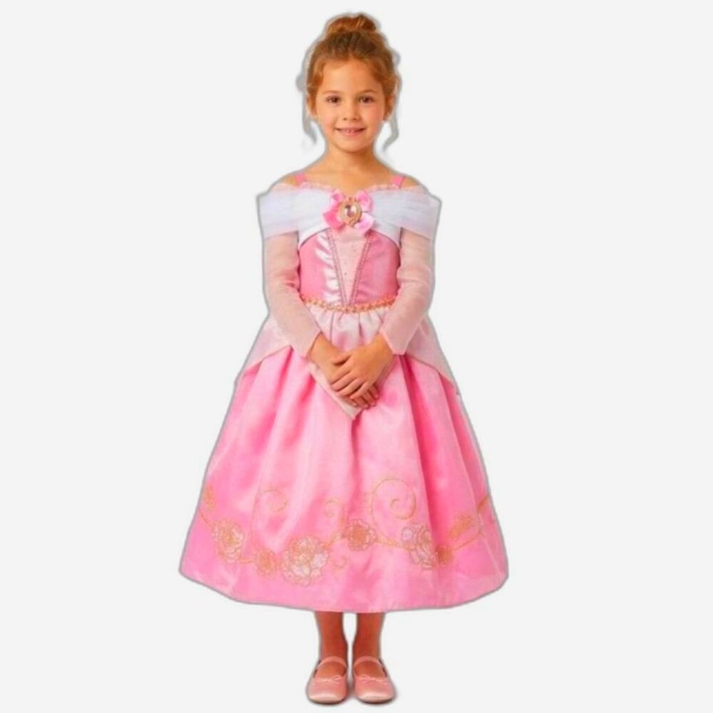 Disney Store Girl's Pink White Glimmer Princess Aurora Costume Dress Size 7/8